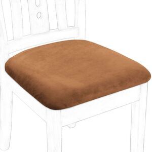 4Pcs Velvet Dinning Chair Seat Cover Slipcovers Brown
